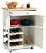 DREAMADE Carrello da Cucina con 4 Rotelle, Carrello di Servizio in Legno con Cassetto, Portabottiglie, Anta, Conserva 9 Bottiglie di Vino, Bianco, 67 x 37 x 85 cm