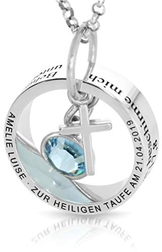 Kette zur Taufe Geschenk Taufkette Taufgeschenk Taufspruch Kreuz Taufring Spruch Heilige Taufe Namenskette | HANDMADE IN GERMANY