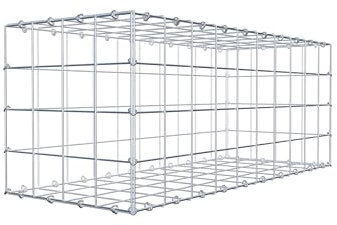 GABIONA Gabione 100 × 40 × 40 cm (L x H x T) – Steinkorb aus 4 mm Draht, Maschenweite 10 × 10 cm, C-Ring Verschluss + Gratis-Zange – ideal für Sichtschutz, Gabionenzaun, Gartenmauer und Steinkorbwand