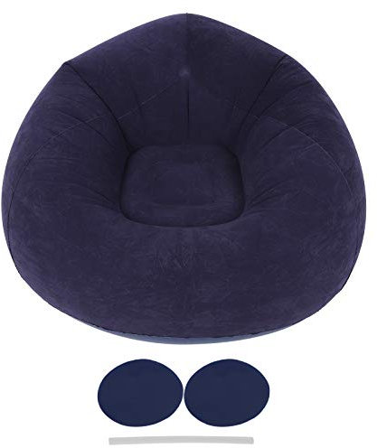 Nivvity Aufblasbares Sofa, 43,3 x 43,3 x 31,5 Zoll Ultra Soft Inflatable Single Spherical Sofa Stuhl für Schlafsaal Outdoor Travel Camping Picknick Blau