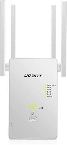 Super Boost WiFi Extender Signal Booster, Long Range up to 2500 FT, 1200 MBPS Wireless Internet Amplifier - Covers 15 Devices with 4 External Advanced Antennas, LAN/Ethernet (White)