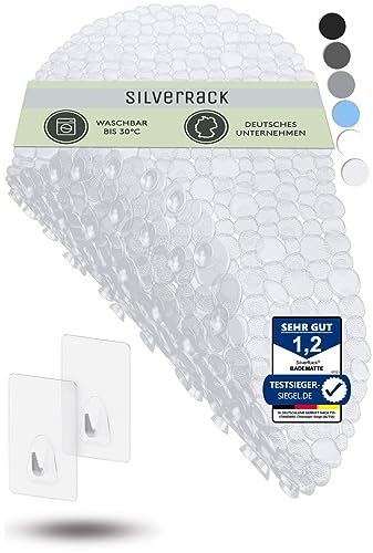 SilverRack Tappetino da bagno 69 x 36 cm (trasparente effetto pietra), antiscivolo, vasca da bagno, senza BPA, resistente alla muffa e lavabile in lavatrice, tappetino da bagno antiscivolo