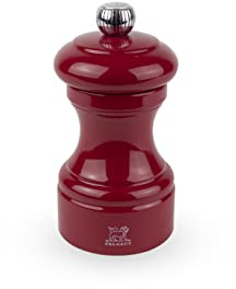 PEUGEOT - Moulin à Sel Bistro 10 cm - Réglage Classique - En Bois Labellisé PEFC - Fabrication Française - Coloris Laqué Rouge Passion