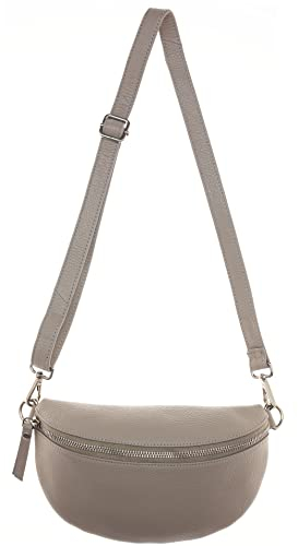 Zwillingsherz Bauchtasche mit Reißverschluss 100% Echtleder – Hochwertige Damen Crossbag klein und elegant - Schultertasche Bauchtasche