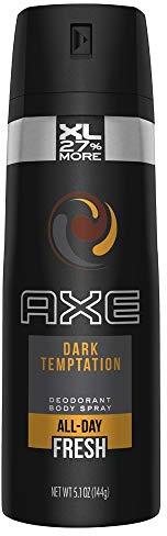 Axe Body Spray Deodorant for Long Lasting Odor Protection Dark Temptation All Day Fresh Scent Mens Deodorant Formulated Without Aluminum 5.1 oz 4 Count