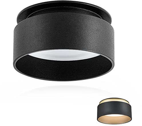 KYOTCH Faretto da soffitto con luce indiretta incl. Lampadina 5 W intercambiabile Modulo LED Lampada da soffitto Bianco caldo 3000 K Faretti interni 400 LM Nero, design da incasso extra piatto da 30