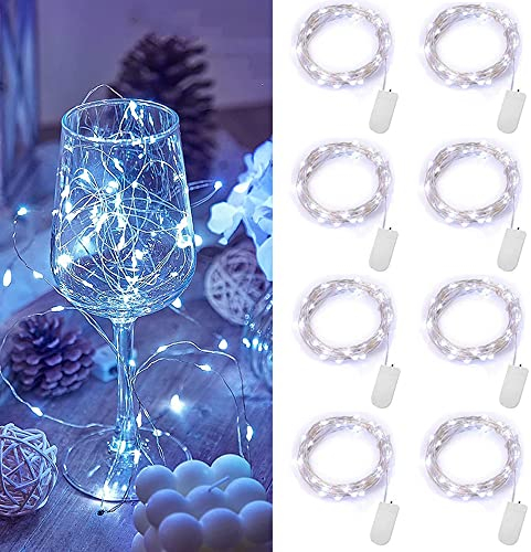 LED String Lights Battery Powered, 8pcs 1M 10 LED Fairy Lights Copper Wire Light Small LED Lights for Home Garden Holiday Party Wedding Christmas Halloween Concerts Bars Decoration (8 LED/Cold White)