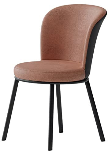 GIZNXBA Esszimmerstühle Mit Schwarzen Beinen, Moderne Schalenstuhl Küchenstuhl Metall, Armlose Polsterstuhl Esszimmer Mit Rückenlehne Aus Kunstleder Für Die Esszimmerküche (Color : Red)