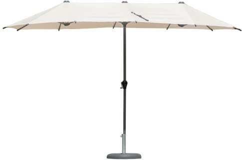 Gruppo Maruccia - Ombrellone da Giardino Doppio - 2,7 x 4,5 Metri Palo Centrale - Struttura in Alluminio - Tetto in Poliestere Ecrù