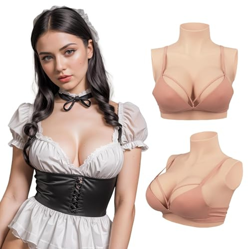 Minaky Silikon Brüste Brustformen, Crossdresser Brüste, Falsche Brüste, Realistisch Silikonbrustplatten für Cosplay, Transgender Prothese,B Cup,Elfenbein