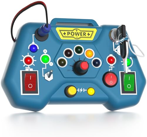 Tokiyis Montessori Busy Board ab 3 Jahr, Motorikbrett mit LED Licht & Schalter, Sensorisches Lernspielzeug ab 4 Jahre, Geschenk 5 Jahr Junge und Mädch 36 Monate 3 4 5Jahre