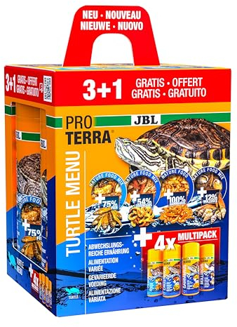 JBL Proterra Turtle MENU 250ml 3+1 Futtersortiment aus 4 Sorten für alle Wasser- und Sumpfschildkröten 1000 ml MENU