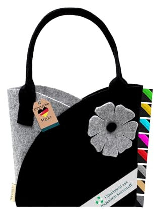 Filztasche Einkaufskorb Einkaufstasche, Filztaschen Shopper, Groß Multifunktional Filzkorb zur Aufbewahrung (Blume)