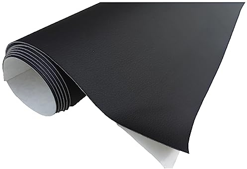 TAPHICEROS Leder Reparatur Set | Schwarz 50cm x 140cm | Meterware Kunstleder Selbstklebend Lederreparatur Lederflicken Set Hochwertiges Lederflickenset für Autositz Sofa Möbel Bürostuhl