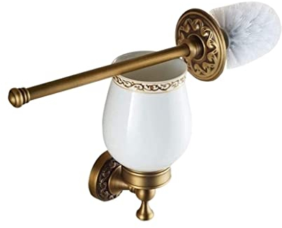 Brosse Toilettes WC Balayette WC Porte-Brosse De Toilette en Aluminium Massif Fixé Au Mur De Couleur Laiton Antique pour Accessoires De Salle De Bain Ensemble Produits De Bain Brosses WC Et Supports