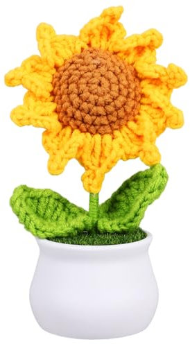 Cabilock Gehäkelte Sonnenblumenpflanze Heimdekoration Künstliche Blumenornament