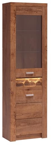 Lomadox Eck Vitrinenschrank Standvitrine Eckschrank Wohnzimmerschrank modern in braun