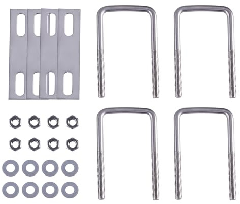 TIOMIOSEA U-Bolt Clamp Vierkant aus rostfreiem Stahl4 Stück M8x50x100 mm, quadratische Klemme, quadratische Rohrschelle mit Schallwand und Muttern, für Abschleppen von Autos und Rohrrohr