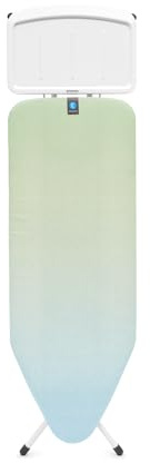 Brabantia Ironing Board C, 124x45cm - Soothing Sea | 100% Fairtrade Cotton | For Steam Generator Irons | Large Metal Steam Unit Holder | Stable & Large Ironing Board | Foldable with Adjustable Height