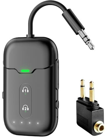 Comzler Bluetooth 5.4 Adapter Transmitter & Sender für Flugzeug, Bluetooth Splitter/Empfänger Unterstützt 2 AirPods oder Kopfhörer mit aptX Adaptive für TV, Fitnessstudio, Tablets & Stereoanlage