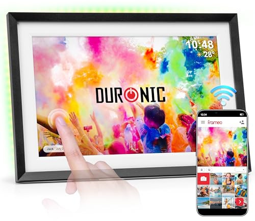 Duronic Frameo PF2A BK Marco de Fotos Digital Conectado Pantalla táctil de 10,1 Pulgadas Reproductor de Fotos y vídeos de Alta resolución 1280 x 800 píxeles Memoria de 32 GB Cargador 5V/3A