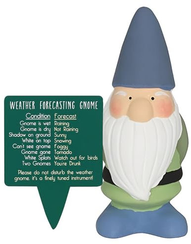 Inevitable Small Weather Forecasting Gnome with Sign | Funny Novelty Plant Pot Decoration (Blue)
