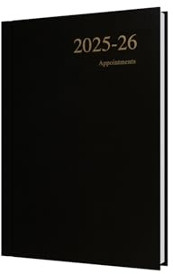 Collins 'Essentials' 12 Month Mid/Academic Year Planner, July 2025-July 2026 - ESSA51M.99-2526 - Day-to-Page Appointments Diary, A5 Hard Cover, Black