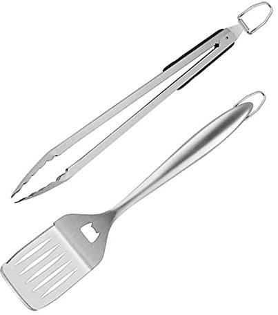 PRETYZOOM Set Di Utensili Per Barbecue E Spatole Da Cucina - 2 Pezzi Pinze in Acciaio Inossidabile Per Grigliate Bistecche Campeggio Utensili Da Cucina