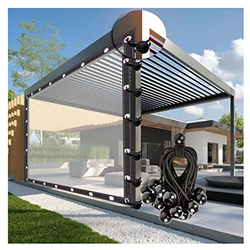 RLINZ Lona Plástico PE Lona Transparente Impermeable con Ojales para Pérgola, Porche, Kiosko, Personalizable (3'x10'/1x3m)