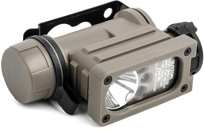 QIRUIMY Lampe de Poche Multicolore compacte Tactique, feu de Survie LED Blanc/Rouge/Bleu/IR, Lampe Frontale Indicateurs de Signal de sécurité Lumière de Casque stroboscopique (Marron)