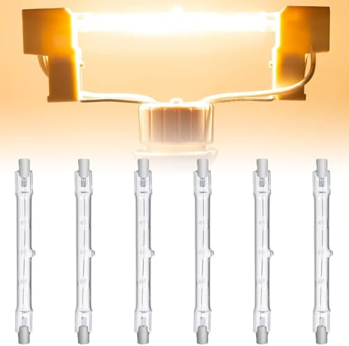 Comioke 6 Piezas Bombilla Halógena Lineal R7S 118mm 230W 230V J118, Bombilla Lineal Halogena para Iluminación de Paisaje, Seguridad, Lámpara de Pie (Blanco Cálido)