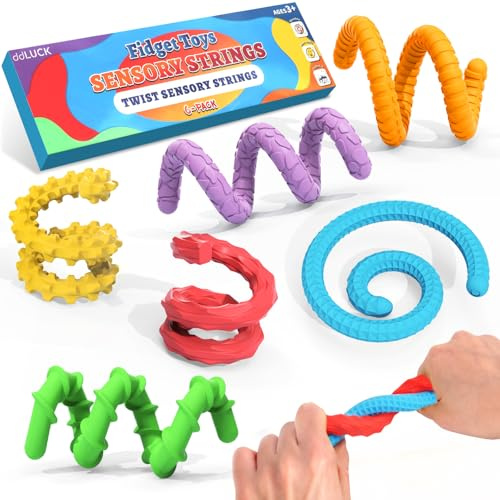 Fidget leksaker sensoriska silikonpinnar, texturerade lugnande sensoriska leksaker för barn med autism, autismleksak för ångestlindring, reseleksak för barn 3+ och vuxna (6-pack)
