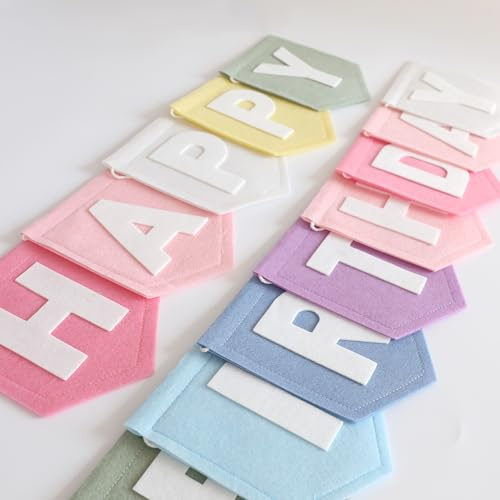 HODIHIWI Happy Birthday Banner First Pastel Party Decorations for Girl 1st