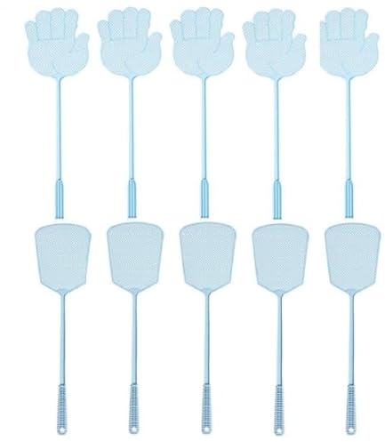10 matamoscas para interiores, exteriores, manual resistente con mano larga y fuerte, matamoscas multifuncional para el hogar, aula, 49,5 x 13,5 cm