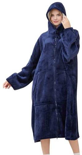 Wearable Blanket Hoodie,Oversized Hoodie Sweatshirt for Adults,Fluffy Fleece Hooded Blanket with Pockets Sleeves,Gifts One Size Fits All