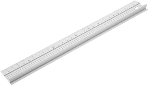 PATIKIL 30cm/12 Aluminum Cutting Rule Ruler, L-Type Cutting Ruler with Non Slip Rubber Backing Measuring Tool Accessory for Safe Use Cut Length Measurement, White
