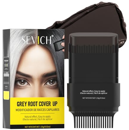 SEVICH Touch Up Comb 2 in 1 Korean, Instant Hair Root Touch-Up Stick | Dual-Sided Design For Natural Gray Coverage, Long-Lasting Moisturizing Formula With Plant Extracts,15g Dark brown