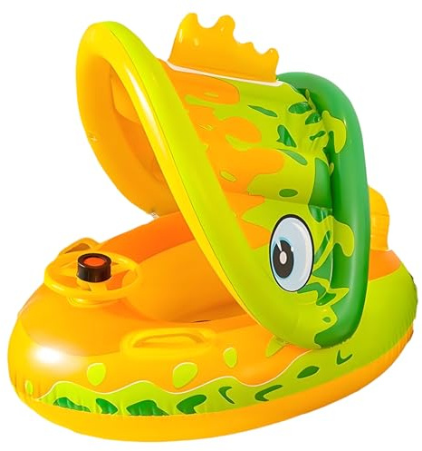 Sionhiuo Flotador infantil con toldo para niños, para niños de 1 a 5 años para niñas de 1 a 5 años, hinchable, hotel, parque de atracciones, bañera