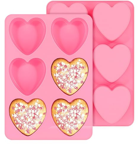 Heart-Shaped Cake Mold - 2Pcs Silicone Hearts Mold, Non-stick and Bpa Free for Candy Chocolate Gummies Baking