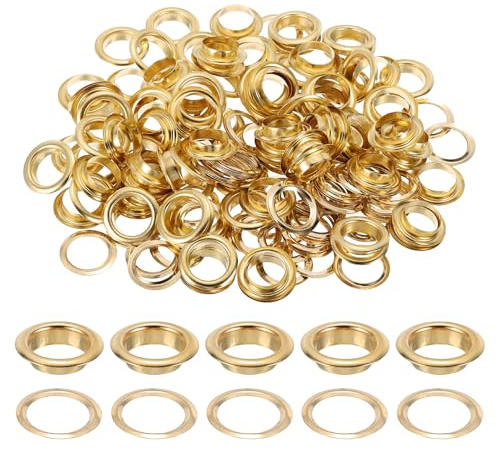 QUARKZMAN 100 Sets Ösen 10mm Messing Selbsttragende Ösen Metallösen Goldton