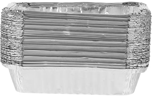 Didiseaon Lot de 50 Barquettes en Aluminium Jetables pour Cuisson et Barbecue, Boîtes Alimentaires Épaisses sans Couvercle, Résistantes la Chaleur, pour Four, Pique-niques et Conservation