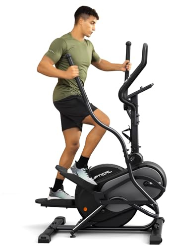 Dripex 3-in-1 Elliptical Cross Trainer for Home Gym, Cardio Climber Elliptical Machine with 16-Level Silent Magnetic Resistance, 8 kg Flywheel, LCD Monitor with Workout Data & Pulse Sensors