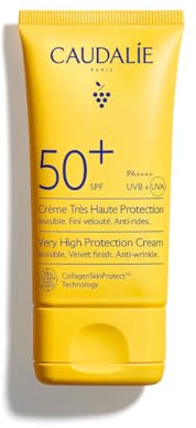 Caudalie Crema ad Altissima Protezione SPF50+ – CollagenSkinProtect™, Filtri Solari Organici, Azione Anti-rughe, Resistente all'Acqua, Pelli Sensibili, Vegano, PA++++, 50 mL