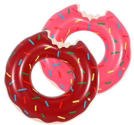 Rubber Rings for Kids, Inflatable Donut Pool Floats, Swimming Pool Inflatables for Children, Two-Pack with Khaki and Pink Colours, 70 cm Diameter