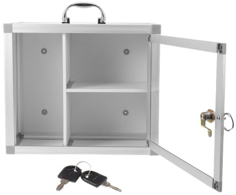 Operitacx Armoire Murale pour Pharmacie en Alliage et Acrylique Compartiments Intégrés, Protection des Médicaments et Accès Facile, pour Domicile et Lieux Publics