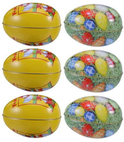 Kisangel Lot de 6 Boîtes Métalliques D'œuf de Pâques, Boîtes à Bonbons Décoratives, Réutilisables, Maintien de Fraîcheur, pour Décorations Festives et Rangement