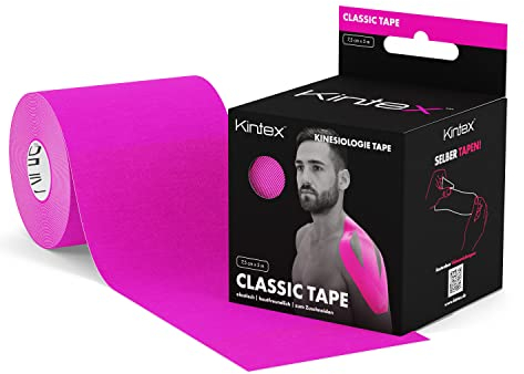 Kintex - Cinta Kinesiologica | Cinta Kinesiotape Resistente al Agua y a la Piel, 7,5cmx5m, Cinta para Deporte, Cintas Elásticas Fisioterapia | Venda Elástica Adhesiva | Vendas Elásticas (Rosa)