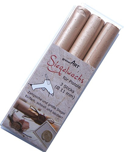 gravurART Siegelwachs flexibel, 11mm Durchmesser für Siegelpistole, Farbe Elfenb.-Perl. 3 Stangen