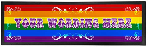Bang Tidy Clothing Personalised Bar Runner Mat - Novelty Beer Gifts for Home Bars Pubs - Pride Flag