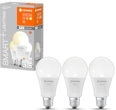 LEDVANCE Lampada LED intelligente con tecnologia WiFi, attacco E27, bianco caldo (2700K), sostituisce le lampade a incandescenza con 100W, SMART+ WiFi Classic dimmerabile, confezione da 3